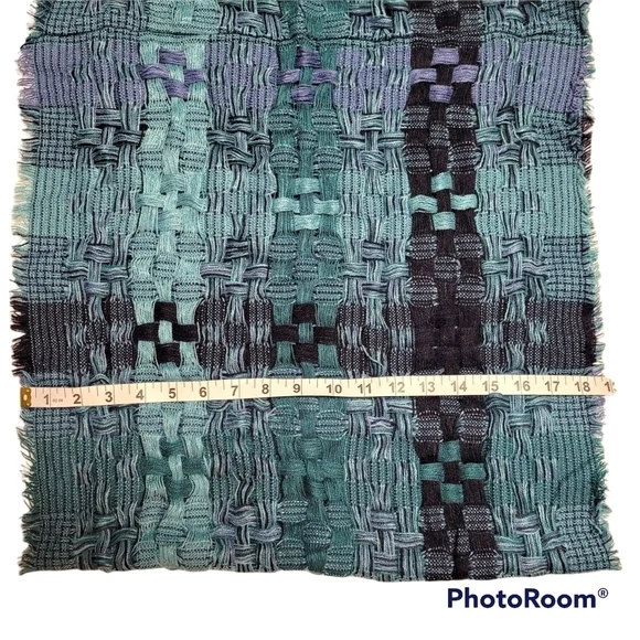 Eternity Lattice Blue Green Weave Infinity Scarf - Picture 4 of 7